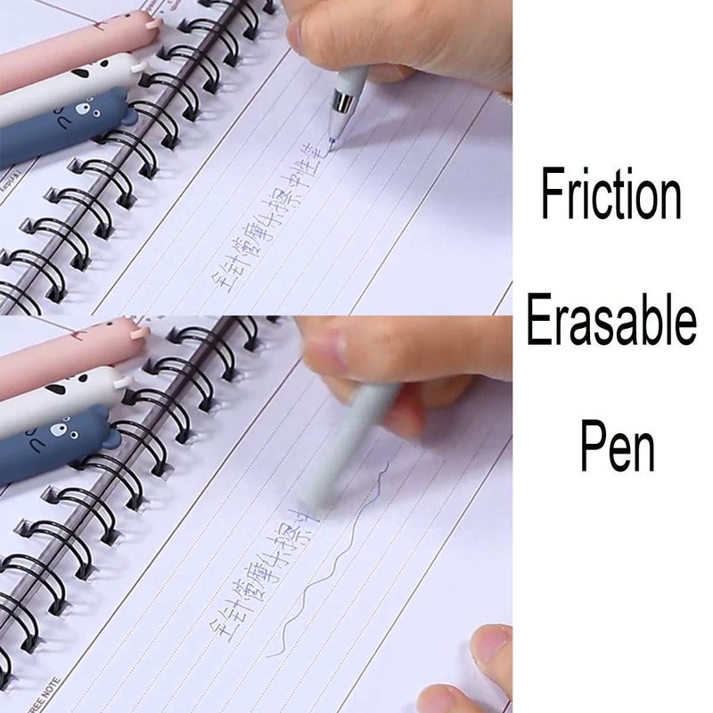 queenland 8 Pack Kawaii Cartoon Cat Pig Bear Panda Animal Erasable Gel Ink Pen Ballpoint 0.35mm Blue Ink Gel Pens Rollerball Pens for Student Kids Gift School Stationery Office Supplies - Image 5